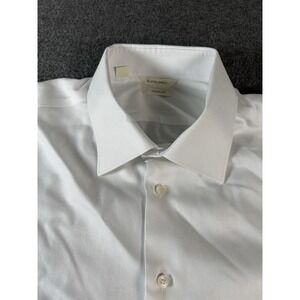 SuitSupply Dress Shirt Mens 45/17.75 Slim White Traveller Long Sleeve Button Up